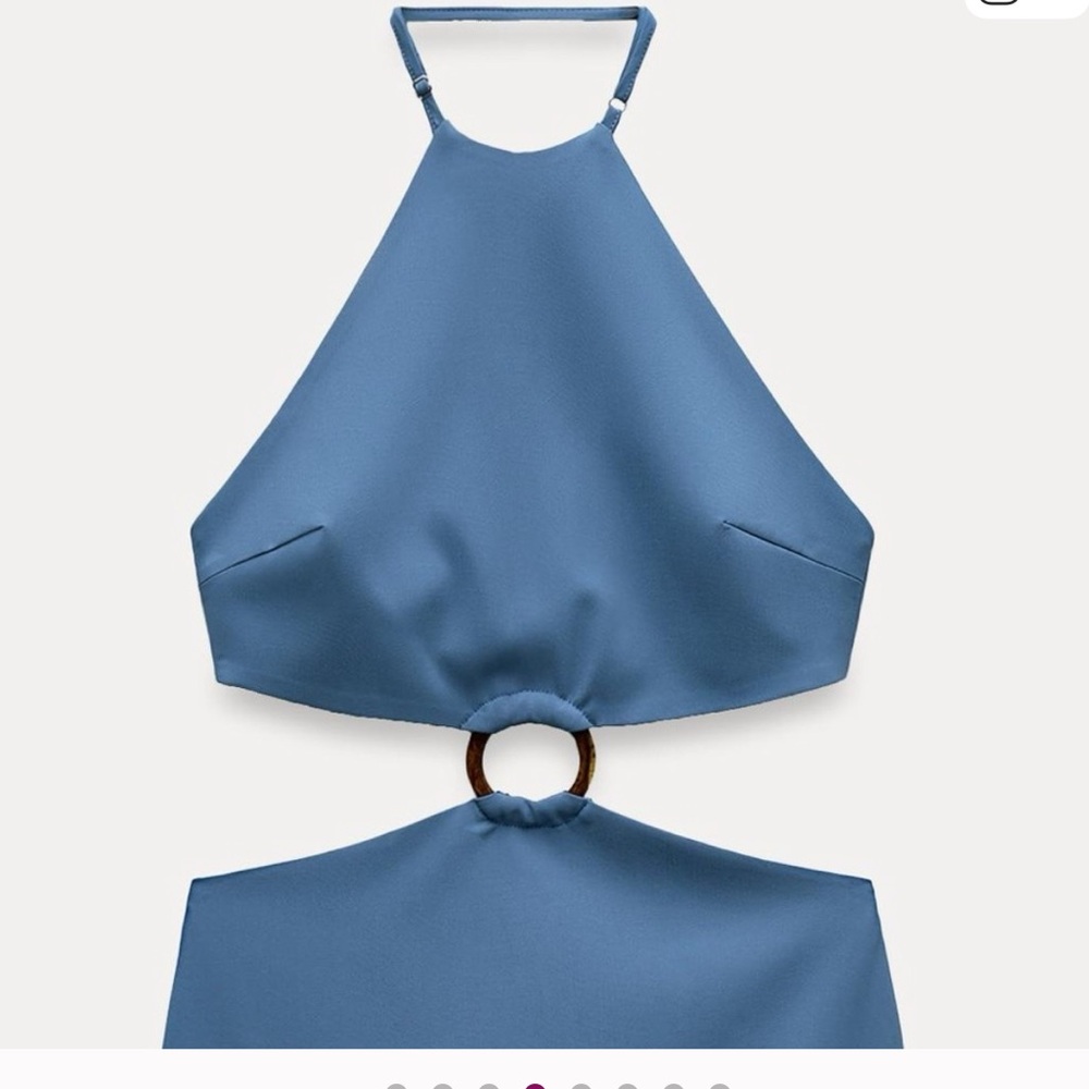 Zara Elegant Blue Halter Midi Dress